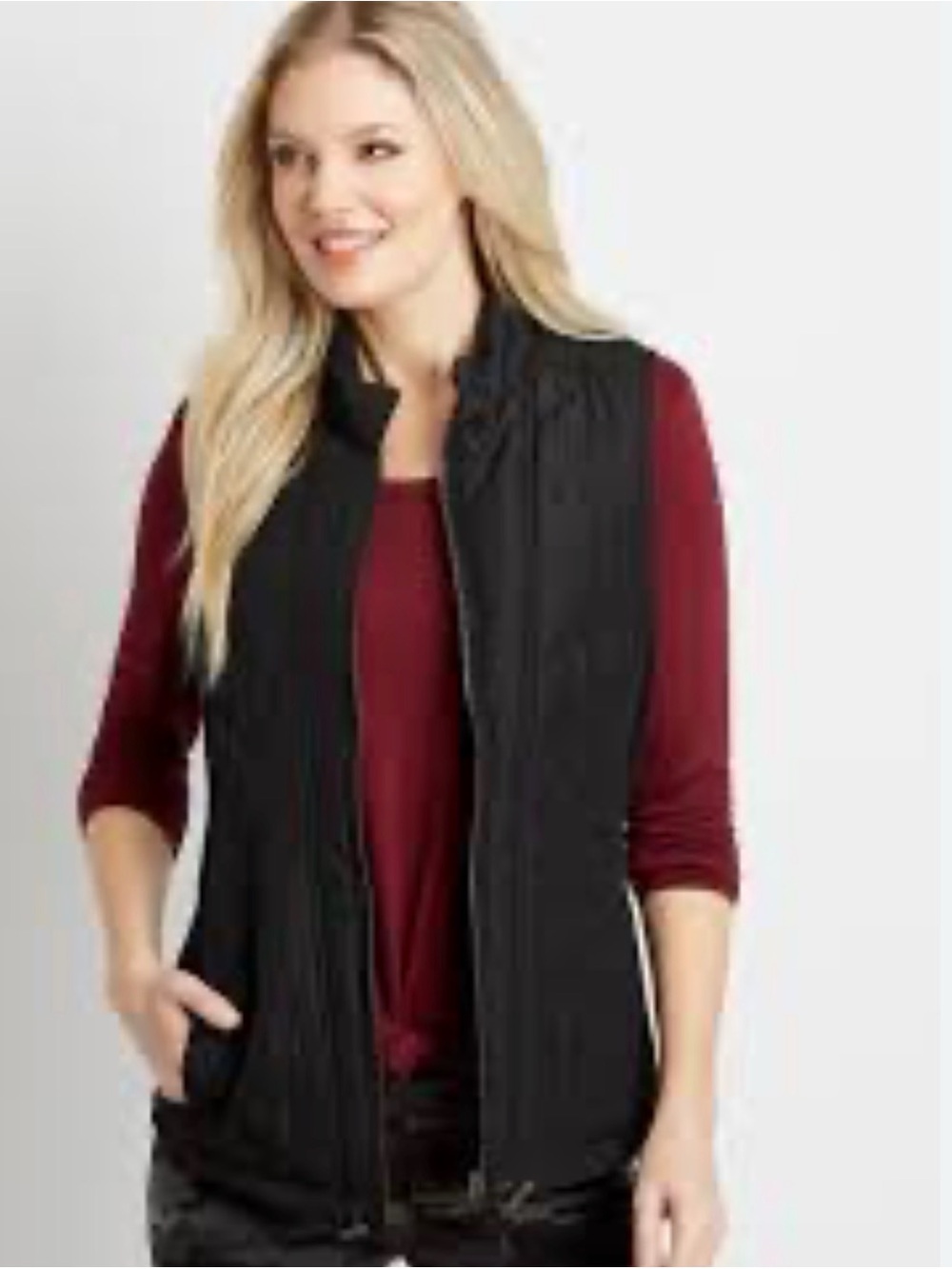 Maurices Black Quilted Puffer Vest - Zip Front